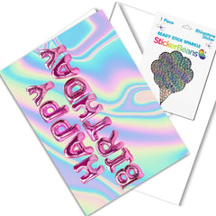 Birthday Balloons Card & Sticker