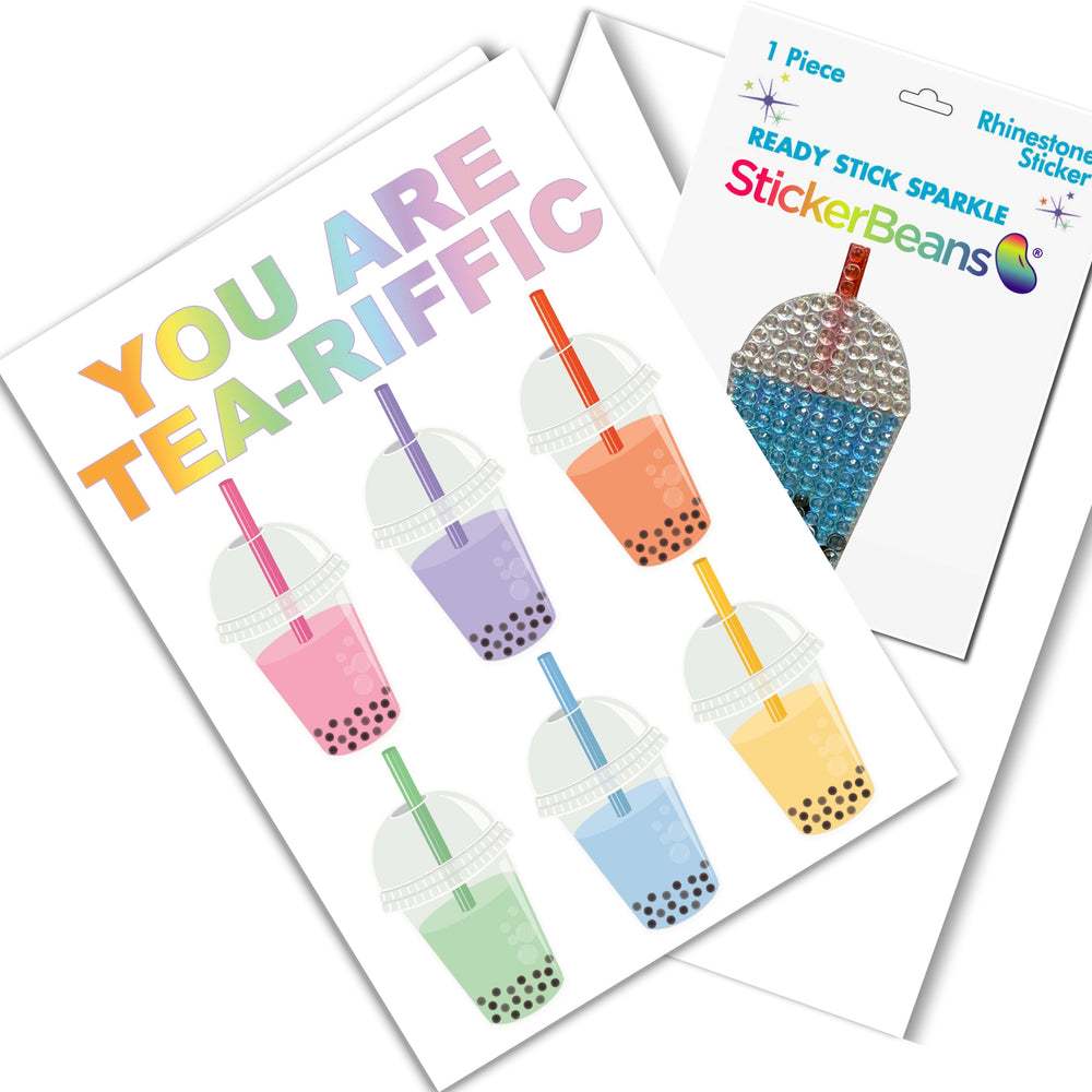 Tea-riffic 2 Greeting Card & Sticker