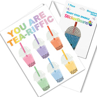 Tea-riffic 2 Greeting Card & Sticker