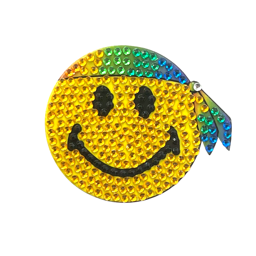 Hippie Smiley 2in Sticker, Rhinestone Stickers