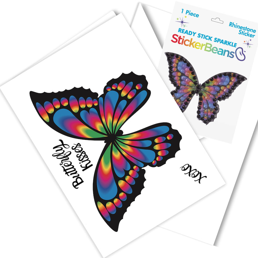 Rainbow Butterfly Greeting Card & Sticker